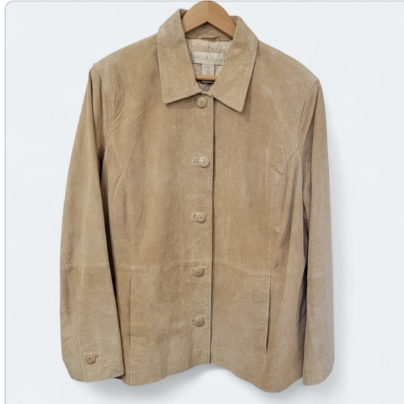 Parisian Signature Jackets & Blazers - Parisian Signature Suede Coat Leather Jacket Light Tan Size 2X